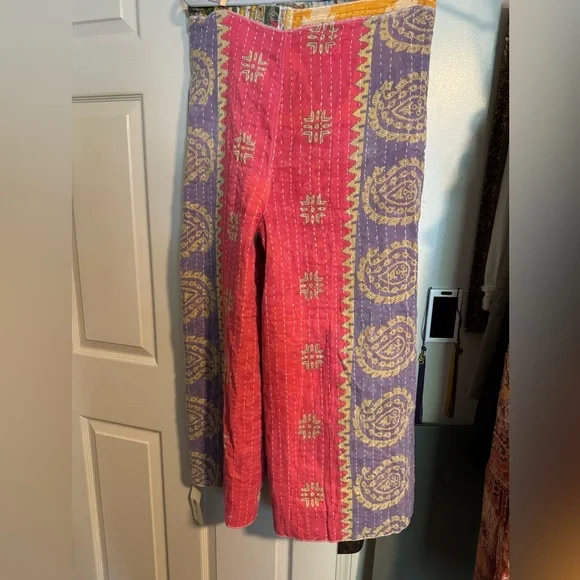 OOAK Kantha Wrap Reversible Wide Leg Pants - Picture 3 of 4
